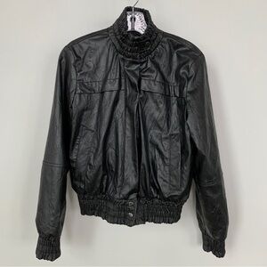Zara Basic Black Faux Leather Jacket Size L‎